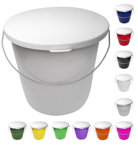 netproshop 5 Liter Eimer Klein mit weißem Deckel Lebensmittelecht mit Skala Futtereimer, Farbe:Grau netproshop 5 Liter Eimer Klein mit weißem Deckel Lebensmittelecht mit Skala Futtereimer, Farbe:Grau von NETPROSHOP
