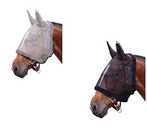 netproshop Fliegenmaske mit Ohren tragbar ohne Halfter Shetty, Pony, Fohlen Pony/Cob/Full, Groesse:Fohlen, Farbe:Schwarz von NETPROSHOP