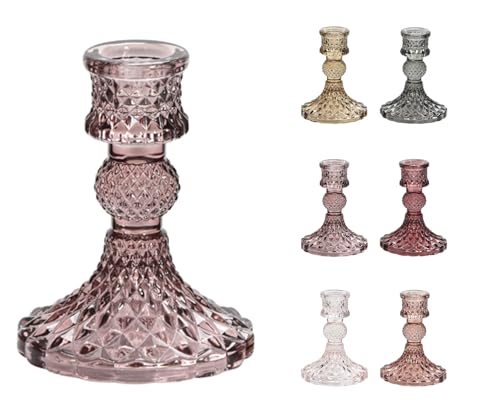 netproshop Kerzenhalter Kristall-Style für Tafelkerzen Höhe ca. 10 cm, Farbe:Altrosa von NETPROSHOP