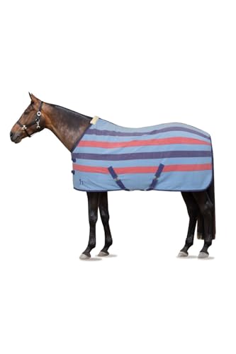 netproshop Pferdedecke Fleece Abschwitzdecke Rising Star gestreift Gr. 75-125, Groesse:125, Farbe:blau-rot von NETPROSHOP