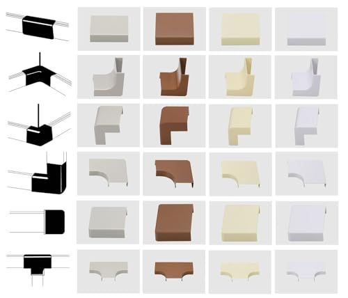 netproshop Verbinder für Kabelkanal 12,7x11mm Endstück Typ L Mittelstück Typ T Innenecke Außenecke, Farbe Kabelkanal:Braun, Größe Kabelkanal Verbinder:Innenecke von NETPROSHOP