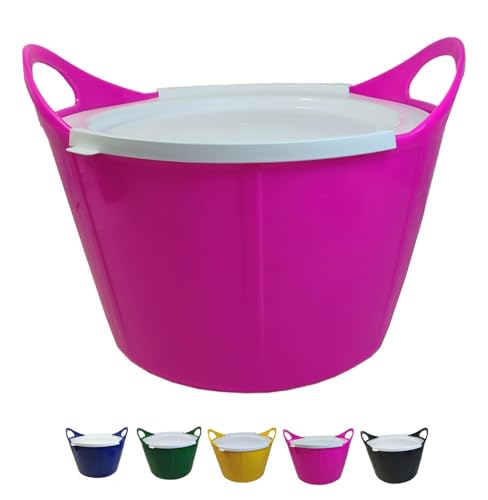 netproshop Vielseitige Flexischale 17 Liter mit Griffen mit weißem Deckel - robust & flexibel für Stall, Haushalt usw., Farbe:Pink netproshop Vielseitige Flexischale 17 Liter mit Griffen mit weißem Deckel - robust & flexibel für Stall, Haushalt usw., Farbe:Pink von NETPROSHOP