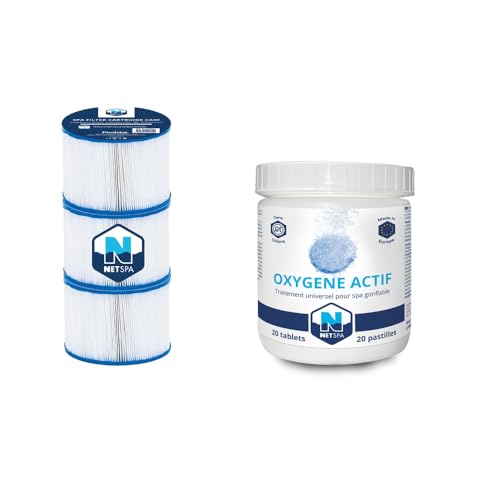 NETSPA Spa-Pflege-Set, 3 Filterkartuschen und 20 Tabletten mit Aktivsauerstoff, universelle Behandlung von NETSPA