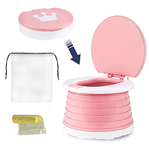 Zusammenklappbarer Toilettensitz für Kinder, zusammenklappbar, für Reisen, tragbar, zusammenklappbar, für Reisen, innen und außen, für Babys, mit Reisetasche (Rosa) von Nett