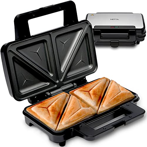 NETTA Deep Fill Toastie Maker – Sandwichtoaster mit 2 Scheiben – leicht zu reinigen – extra tiefe Antihaftplatten – rutschfeste Gummifüße – 900 W – Edelstahl & Schwarz NETTA Deep Fill Toastie Maker – Sandwichtoaster mit 2 Scheiben – leicht zu reinigen – extra tiefe Antihaftplatten – rutschfeste Gummifüße – 900 W – Edelstahl & Schwarz von NETTA