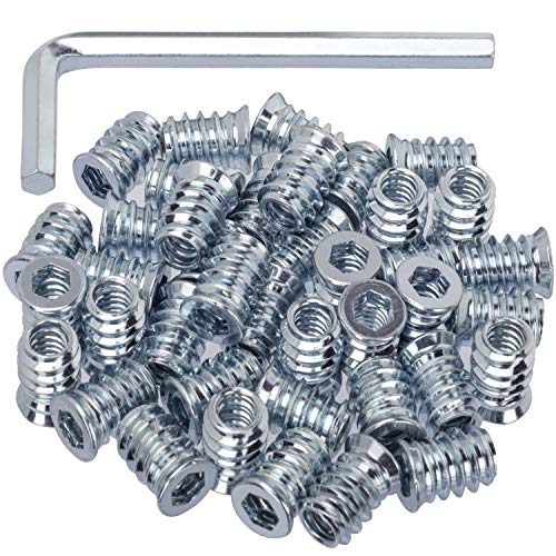 Einschraubmuffen M6, NETUME 100 Stk Metall Einschraubmutter Eindrehmuffe mit Abdeckrand M6 x15mm,Einschraubhülse Stahl Verzinkt/Gewindehülsen Muffe mit Antrieb -Innensechskant, Gewindeeinsatz Holz von NETUME