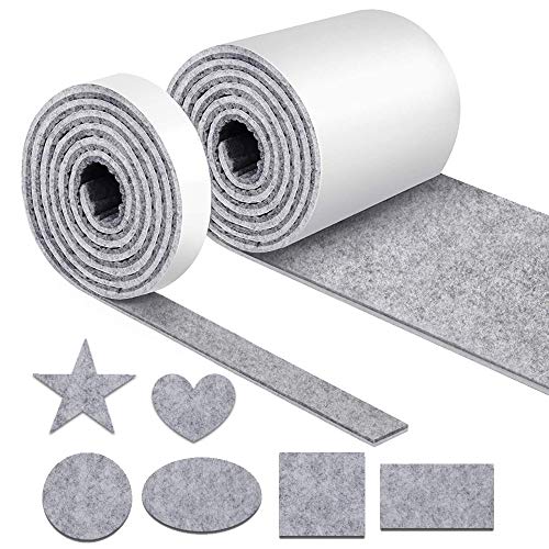 Filzgleiter Selbstklebend für Möbel, 2 Rollen Filz Selbstklebend Möbel Pads(Länger 100cm Dick 5mm), Filzstreifen Antirutsch Pads Ideal Bodenschoner Möbelunterlage für Stuhlbein Tische Sofas von NETUME