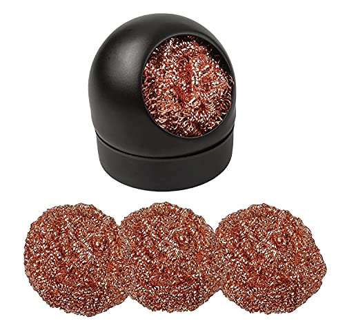 Lötspitzenreiniger, Lötkolben-Spitzenreiniger, Messing Spitzenreiniger Kit,1PC Lötkolbenhalter mit Spiralwolle,3PCS Lötschwamm Metall, Trockenschwamm aus Metallwolle zum Reinigen von Lötkolben,Spitzen von NETUME