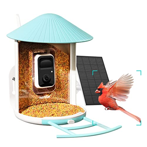 NETVUE Birdfy Vogelfutterhaus mit Kamera und Kostenloser KI Vogelerkennung zur Live-Beobachtung, Solarbetrieb WLAN Vogelfutterstation für automatische Videoaufnahme bei Vogelbesuch von NETVUE