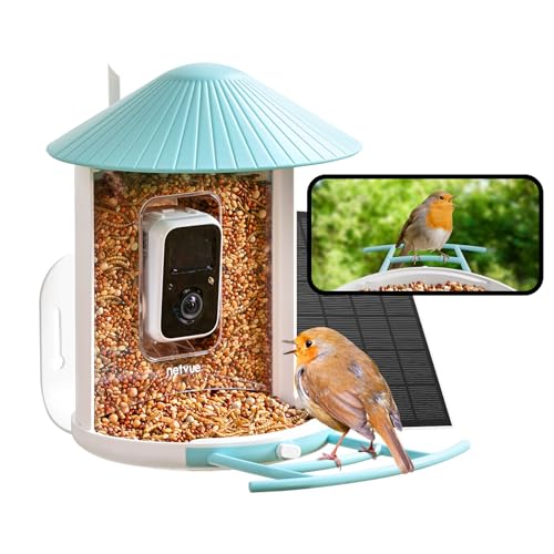 NETVUE Birdfy Vogelfutterhaus mit Kamera zur Live-Beobachtung Vollfarbe Nachtsicht, Solarbetrieb WLAN Vogelfutterspender für automatische Videoaufzeichnung bei Vogelbesuch von NETVUE