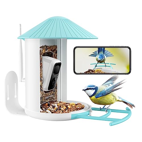 NETVUE by Birdfy Vogelfutterhaus mit Kamera für Live Vogelbeobachtung, Vollfarbe Nachtsicht Smart WLAN Vogelfutterstation, Futterhaus für Vögel, Automatische Videoaufzeichnung bei Vogelbesuch von NETVUE