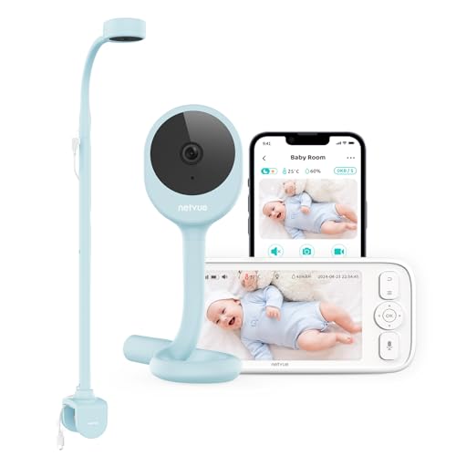 Netvue Babyphone mit Kamera und 4 in 1 Halter, Verbessertes 5000mAh 1080P Babyphone ohne WLAN, Blau Kabellos 5 Zoll Baby Monitor mit App, VOX, Nachtsicht, Zwei Wege Audio, Weinerkennung Netvue Babyphone mit Kamera und 4 in 1 Halter, Verbessertes 5000mAh 1080P Babyphone ohne WLAN, Blau Kabellos 5 Zoll Baby Monitor mit App, VOX, Nachtsicht, Zwei Wege Audio, Weinerkennung von NETVUE