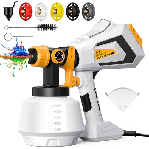 Farbsprühsystem - NEU MASTER 700W 1200ML HVLP Farbsprühgerät Wandfarbe, 5 Kupferdüsen /3 Sprühmuster Neu Lackierpistole Elektrisch für den Innen- und Außenbereich Farbsprühsystem - NEU MASTER 700W 1200ML HVLP Farbsprühgerät Wandfarbe, 5 Kupferdüsen /3 Sprühmuster Neu Lackierpistole Elektrisch für den Innen- und Außenbereich von NEU MASTER