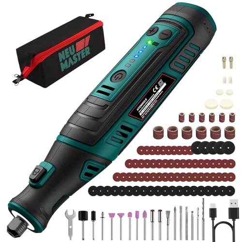 Multifunktionswerkzeug Akku - NEU MASTER 8V 2.0Ah Akku Rotationswerkzeug mit 118 Stück Zubehör, LED Light und 5-Gang, Multifunktionswerkzeuge Set zum Bohren, Gravieren, Polieren, Schleifen Multifunktionswerkzeug Akku - NEU MASTER 8V 2.0Ah Akku Rotationswerkzeug mit 118 Stück Zubehör, LED Light und 5-Gang, Multifunktionswerkzeuge Set zum Bohren, Gravieren, Polieren, Schleifen von NEU MASTER