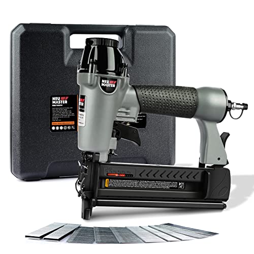 NEU MASTER Druckluftnagler, 2 in1 Drucklufttacker mit Transportkoffer inkl. 800 Nägel und 200 Klammern für Werkstatt und Haus von NEU MASTER