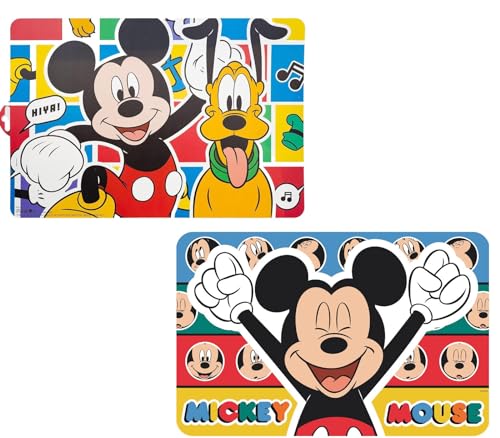 NEU 2 Stück kompatibel zu Mickey Maus Tischunterlage Platzdeckchen Malunterlage Knetunterlage Eßunterlage (Bunt Set 6), MM123456 von NEU
