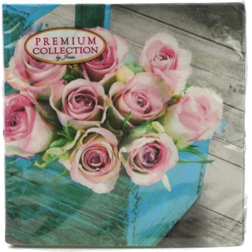 Premium Collection 20 Stück Servietten Rosen Blumen Rosenstrauß Frühling von NEU