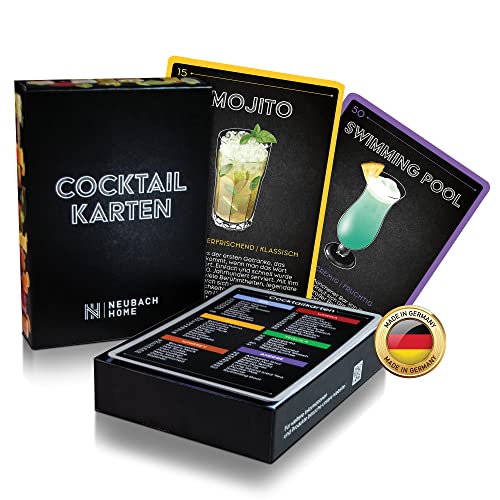 Neubach Home Cocktail Karten - 50 Rezepte im Set inkl. Erklärung und Videos - Bar Zubehör - Party Deko - Geschenkideen - Buch Rezepte von NEUBACH HOME