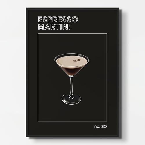 NEUBACH HOME - Cocktail Poster Espresso Martini 21x30 cm - Wandbilder für Schlafzimmer Wohnzimmer Küche als Deko Zubehör - schwarz modern aesthetic - MIT Bilderrahmen von NEUBACH HOME