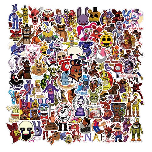 100 Stück Five Nights at Freddy's Aufkleber, Hot Games Aufkleber Pack Wasserdichte Vinyl Graffiti Decal für Laptop Autos Fahrrad Skateboard von NEULEBEN