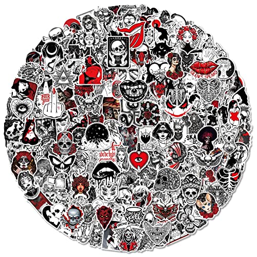 200 Stück Gotisch Aufkleber, Schwarz und Rot Thriller Schädel Vintage Stickers, Vinyl Wasserdichte Graffiti Aufkleber für Laptop Gepäck Skateboard Dekorative von NEULEBEN