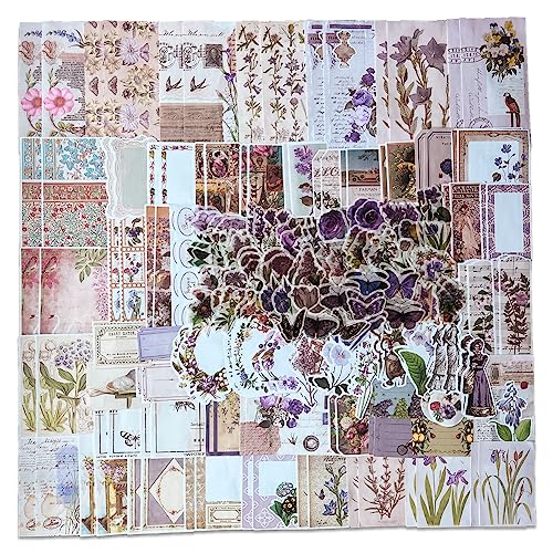 200 Stück Natur Blumen Aufkleber, Vintage Washi Sticker, Retro DIY Dekoration Aufkleber, Journal Aesthetic Vintage Sticker für Sammelalbum, Bullet Journaling, Scrapbook Zubehör von NEULEBEN