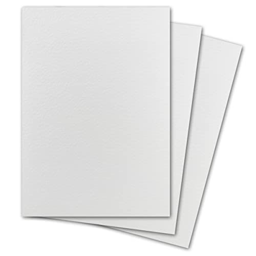 100 Stück DIN A5 Karton gehämmert - Farbe: Weiss - 14,8 x 21 cm - 250 Gramm pro m² - Einzelkarte ohne Falz - Ideal zum Basteln, Scrapbooking, Grußkarte von NEUSER PAPIER