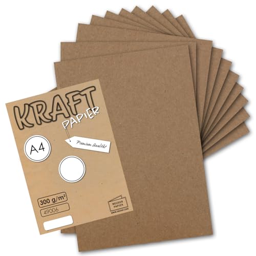 100x Vintage Kraftpapier - DIN A4 21 x 29,7 cm - 210 x 297 mm - 250gr natur-braunes Recycling-Papier, ökologisch Bastel-Karton Einzel-Karte - UmWelt by GUSTAV NEUSER von NEUSER PAPIER