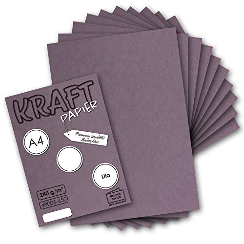 100x Vintage Kraftpapier in Lila - DIN A4 21 x 29,7 cm - 210 x 297 mm - 240 g/m² natur Recycling-Papier, ökologisch Bastel-Karton Einzel-Karte - UmWelt by GUSTAV NEUSER von NEUSER PAPIER