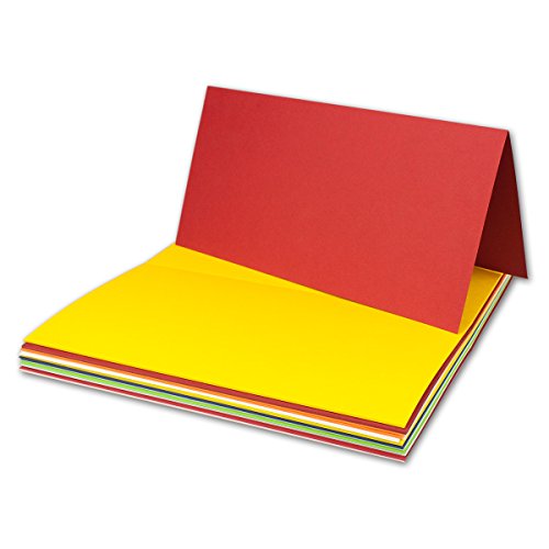 100x farbige Faltkarten farbig gemischt - DIN Lang - 21 x 10,5 cm - Farben-Mix - Verschiedene Ausführungen - Gustav NEUSER von NEUSER PAPIER