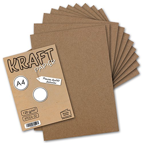 150 Blatt Vintage Kraftpapier DIN A4 120g braunes Recycling-Papier, komplett ökologischer Brief-Bogen - Briefpapier UmWelt by GUSTAV NEUSER von NEUSER PAPIER