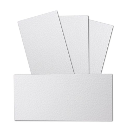 150 Stück DIN Lang Karton gehämmerte Struktur - Farbe: Weiss - 99 x 210 mm - 250 Gramm pro m² - Einzelkarte ohne Falz - Ideal zum Basteln, Scrapbooking, Grußkarte - GUSTAV NEUSER von NEUSER PAPIER