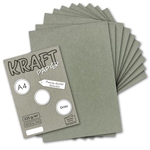 25x Vintage Kraftpapier in Grau - DIN A4 21 x 29,7 cm - 210 x 297 mm - 240 g/m² natur-graues Recycling-Papier, ökologisch Bastel-Karton Einzel-Karte - UmWelt by GUSTAV NEUSER 25x Vintage Kraftpapier in Grau - DIN A4 21 x 29,7 cm - 210 x 297 mm - 240 g/m² natur-graues Recycling-Papier, ökologisch Bastel-Karton Einzel-Karte - UmWelt by GUSTAV NEUSER von NEUSER PAPIER