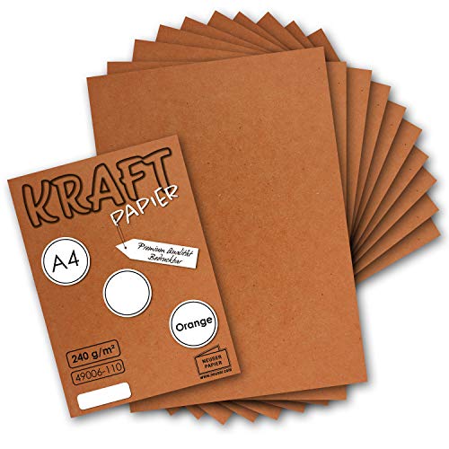 25x Vintage Kraftpapier in Orange/Rostrot - DIN A4 21 x 29,7 cm - 210 x 297 mm - 240 g/m² natur Recycling-Papier, ökologisch Bastel-Karton Einzel-Karte - UmWelt by GUSTAV NEUSER von NEUSER PAPIER