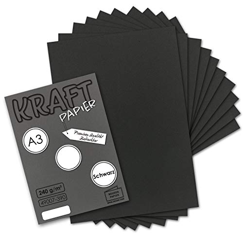 25x Vintage Kraftpapier in Schwarz - DIN A3-29,7 x 42 cm - 240g - natur Recycling-Karton - nachhaltig ökologisch Bastel-Karton Einzel-Karte - UmWelt by GUSTAV NEUSER von NEUSER PAPIER