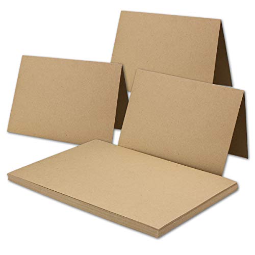 400x Vintage Kraftpapier Falt-Karten DIN A5-148 x 210 mm - sandbraun - Recycling - 300 g/m² blanko Klapp-Karten - NEUSER PAPIER von NEUSER PAPIER