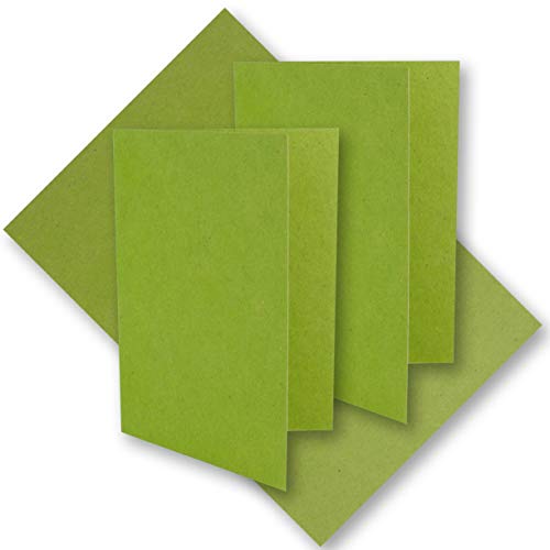 50x hellgrünes Vintage Kraftpapier Falt-Karten 105 x 148 mm - DIN A6 - Hell-Grün - Recycling - 220 g blanko Klapp-Karten - UmWelt by GUSTAV NEUSER von NEUSER PAPIER