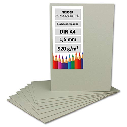 75 Stück Buchbinderpappe DIN A4 - Stärke 1,5 mm (0,15 cm) - Grammatur: 920 g/m² - Format: 29,7 x 21 cm - Farbe: Grau-Braun von NEUSER PAPIER
