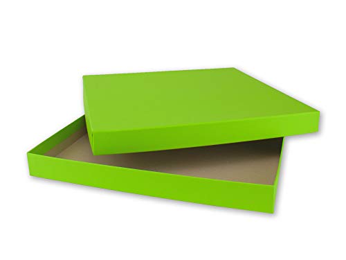 NEUSER PAPIER 2X Quadratische Aufbewahrungs- und Geschenk-Schachtel in Hellgrün (Grün) - 24 x 24 x 2,3 cm - Stülp-Schachtel mit Deckel - Ideal als Fotobox und Geschenkbox von NEUSER PAPIER