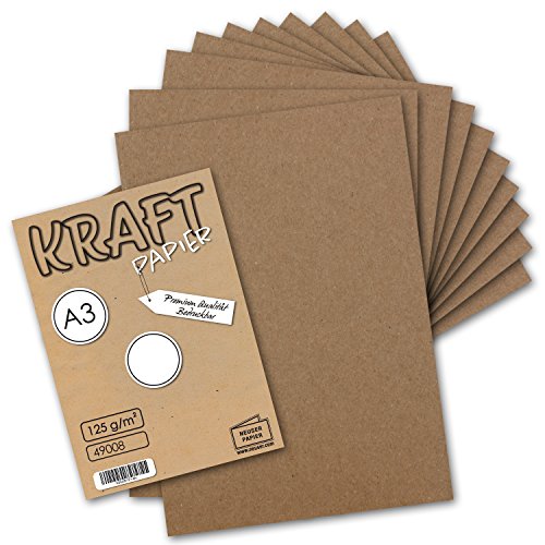 100 Blatt I Vintage Kraftpapier DIN A3 125 g/m² natur-braunes Recycling-Papier, 100% ökologisch Brief-Bogen I UmWelt by GUSTAV NEUSER® von NEUSER