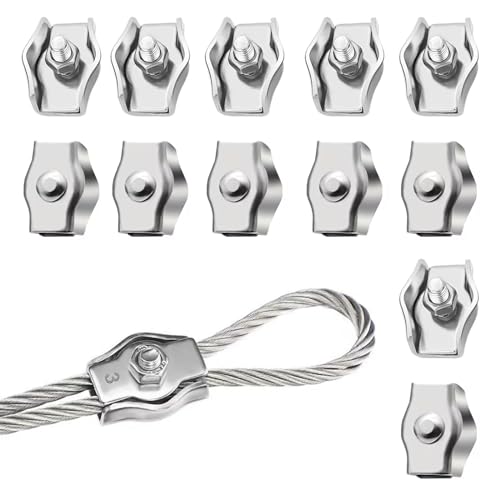 Drahtseilklemme M3, 12 Stück Seilklemme 3mm Klemme Edelstahl 304 Drahtseilklemmen Kabelklemmen für Drahtseil Stahlseil Wäscheleinenspanner Markise Fixiert Drahtseilklemme M3, 12 Stück Seilklemme 3mm Klemme Edelstahl 304 Drahtseilklemmen Kabelklemmen für Drahtseil Stahlseil Wäscheleinenspanner Markise Fixiert von NEUSID