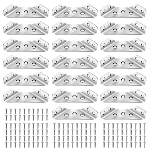 20 Stück Edelstahl-Eckwinkel, Universeller Eckverbinder mit Schrauben Winkel Edelstahl Möbelwinkel Dreieck Form Ecke Klammer Dreieckige Eckwinkel Möbelverbinder für Schrank Tisch Stuhl (58 x 19) von NEUSID
