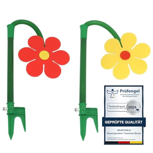 Neustanlo | Rasensprinkler Tanzende Blume | 2er Pack | farblich Sortiert | Bewässerung Sprenger beweglich | der ideale Spaß für den Garten von NEUSTANLO