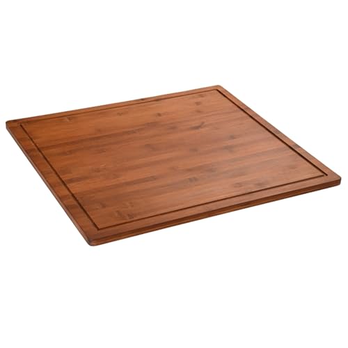 Neustanlo | XXL Schneide- & Abdeckplatte 56×50×4 cm | FSC®-zertifizierter Bambus | dunkelbraun | als Herdabdeckung, Schneidebrett oder Backbrett nutzbar | extra stabil & hygienisch von NEUSTANLO