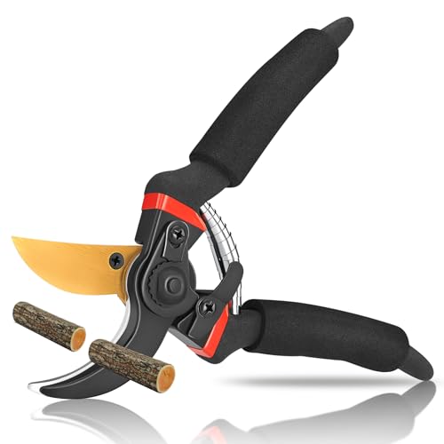 NEUTYPECHIC Gartenschere 55 mm Klinge, Rosenschere Profi Edelstahl, Pflanzenschere mit Arbeitssparender Feder, Scharf Bypass Rebschere Geeignet Beschneiden von Frischen Zweigen und Blühenden Zweigen von NEUTYPECHIC