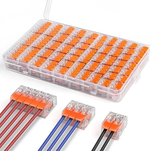 NEUTYPECHIC Kabelverbinder Kabelklemmen Elektro, 90 Stück Verbindungsklemmen, 4mm² Leiter LüSterklemmen Aus Feuerfestem Pc Material für 2-3-5 Leiter Elektro Draht Kabelklemmen von NEUTYPECHIC