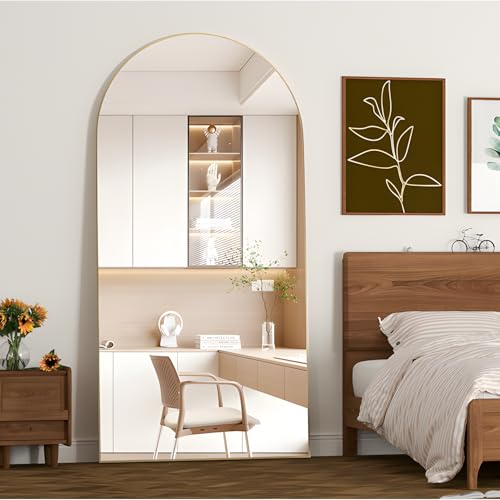 NEUWEABY Spiegel in voller Länge 180x80 cm Gewölbter Spiegel Ganzkörper Gold Stehend Bodenspiegel mit Ständer Hängend oder an die Wand gelehnt für Schlafzimmer Eingang, Wohnzimmer NEUWEABY Spiegel in voller Länge 180x80 cm Gewölbter Spiegel Ganzkörper Gold Stehend Bodenspiegel mit Ständer Hängend oder an die Wand gelehnt für Schlafzimmer Eingang, Wohnzimmer von NEUWEABY