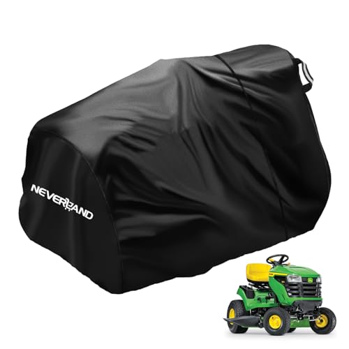NEVERLAND Abdeckung für Rasenmäher – Rasentraktor-Abdeckung mit Kordelzug und Aufbewahrungstasche, passend für Decks bis zu 137,2 cm, 210D Polyester-Oxford, reflektierende Griffe von NEVERLAND