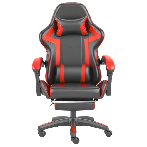 NEW LEADER Ergonomischer Gaming-Stuhl mit Fußstütze und Lendenwirbelstütze, 90°-140° Relaxsessel mit hoher Rückenlehne, PC-Gamer Stuhl mit bequemen Armlehnen und Kopfstütze, PU-Leder Drehstuhl NEW LEADER Ergonomischer Gaming-Stuhl mit Fußstütze und Lendenwirbelstütze, 90°-140° Relaxsessel mit hoher Rückenlehne, PC-Gamer Stuhl mit bequemen Armlehnen und Kopfstütze, PU-Leder Drehstuhl von NEW LEADER