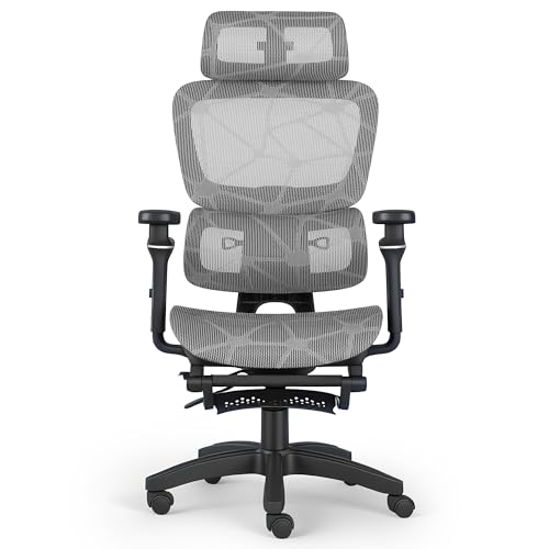NEW LEADER Pro Bürostuhl Ergonomisch mit Fußstütze, Rückenschonend Drehstuhl, Verstellbarer Kopfstütze und 6D Armlehnen, Lendenwirbelstütze, Höhenverstellbarer Mesh Drehstuhl Wippfunktion bis 125° NEW LEADER Pro Bürostuhl Ergonomisch mit Fußstütze, Rückenschonend Drehstuhl, Verstellbarer Kopfstütze und 6D Armlehnen, Lendenwirbelstütze, Höhenverstellbarer Mesh Drehstuhl Wippfunktion bis 125° von NEW LEADER